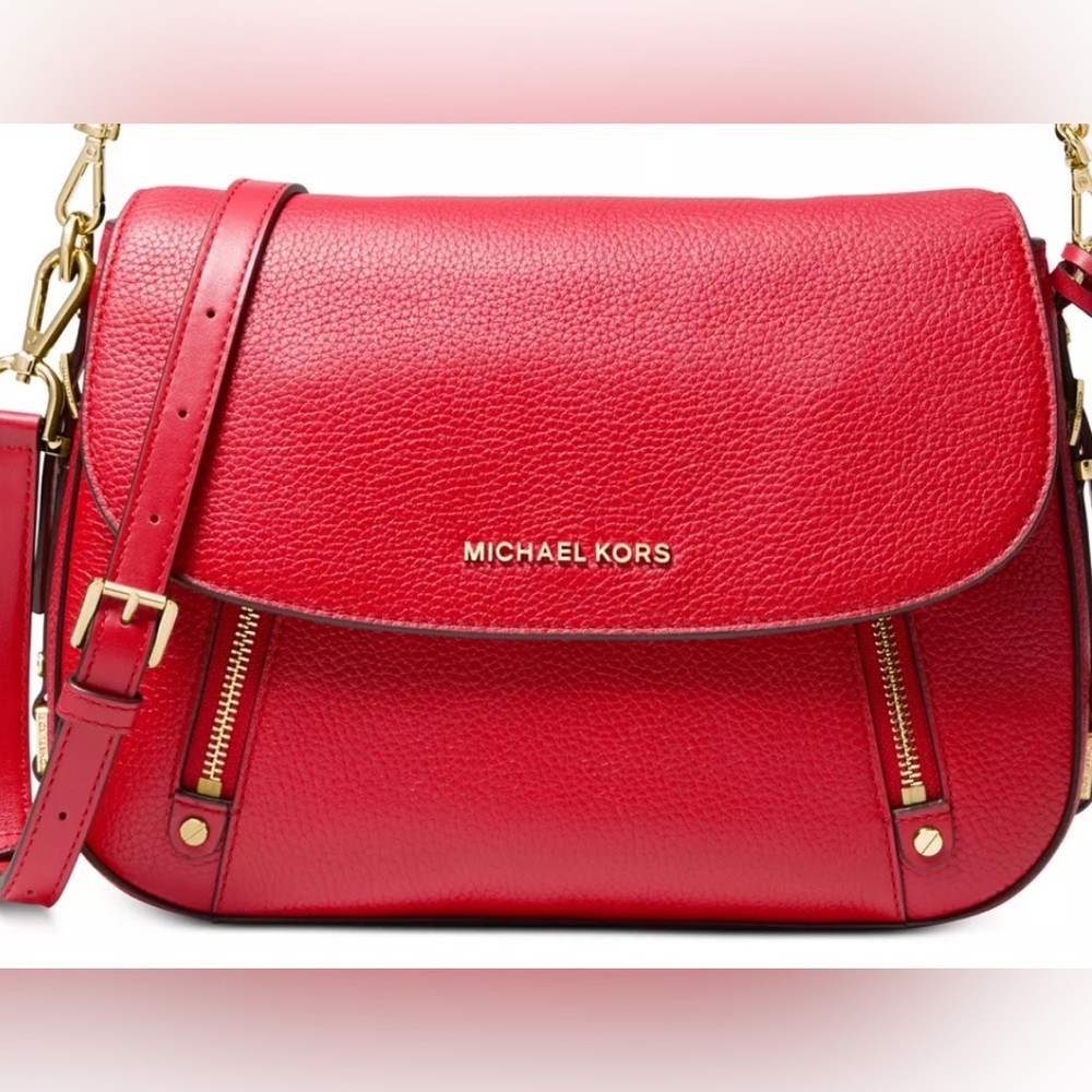 MICHAEL KORS Handbag Bedford Legacy Leather Flap Crossbody Bag Red AUTHENTIC - Picture 4 of 15
